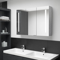 LED kupaonski ormarić s ogledalom boja betona 89 x 14 x 62 cm LED kupaonski ormarić s ogledalom boja betona 89 x 14 x 62 cm