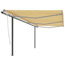 Tenda na ručno uvlačenje sa stupovima 6 x 3 m žuto-bijela
