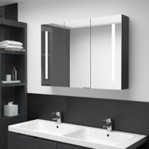 LED kupaonski ormarić s ogledalom 89 x 14 x 62 cm sjajni crni LED kupaonski ormarić s ogledalom 89 x 14 x 62 cm sjajni crni
