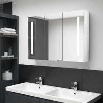 LED kupaonski ormarić s ogledalom 89 x 14 x 62 cm sjajni bijeli LED kupaonski ormarić s ogledalom 89 x 14 x 62 cm sjajni bijeli