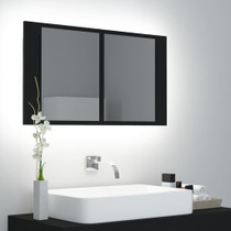 LED kupaonski ormarić s ogledalom crni 80 x 12 x 45 cm