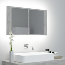 LED kupaonski ormarić s ogledalom siva boja betona 80x12x45 cm