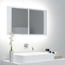 LED kupaonski ormarić s ogledalom sjajni bijeli 80x12x45 cm