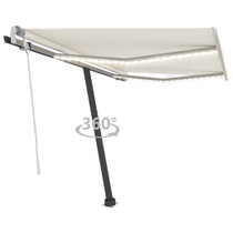 Tenda na ručno uvlačenje s LED svjetlima 350 x 250 cm krem