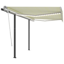 Tenda na ručno uvlačenje s LED svjetlima 3 x 2,5 m krem