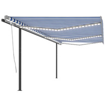Tenda na ručno uvlačenje s LED svjetlima 6 x 3,5 m plavo-bijela