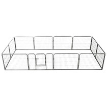 Ograda za pse s 12 ploča od čelika 80 x 60 cm crna