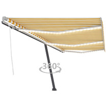 Tenda na ručno uvlačenje s LED svjetlima 600x300 cm žuto-bijela