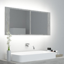 LED kupaonski ormarić s ogledalom siva boja betona 100x12x45 cm