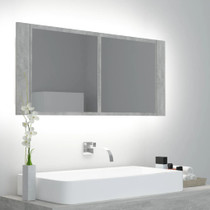 LED kupaonski ormarić s ogledalom siva boja betona 100x12x45 cm LED kupaonski ormarić s ogledalom siva boja betona 100x12x45 cm