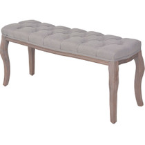 Klupa od tkanine i masivnog drva 110 x 38 x 48 cm tamnosiva