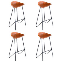 Barske stolice od prave kože 4 kom smeđe