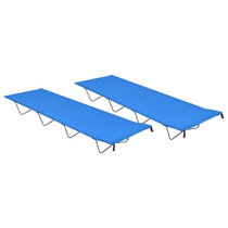 Kreveti za kampiranje 2 kom 180x60x19 cm tkanina i čelik plavi Kreveti za kampiranje 2 kom 180x60x19 cm tkanina i čelik plavi