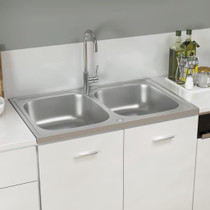 Kuhinjski sudoper s dvije kadice srebrni 800x500x155 mm čelični