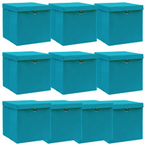 Kutije za pohranu s poklopcima 10 kom svjetloplave 32x32x32 cm Kutije za pohranu s poklopcima 10 kom svjetloplave 32x32x32 cm