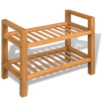 Stalak za cipele s 2 police 50x27x40 cm od masivne hrastovine