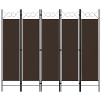 Sobna pregrada s 5 panela smeđa 200 x 180 cm Sobna pregrada s 5 panela smeđa 200 x 180 cm