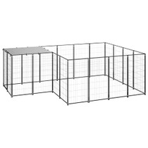 Kavez za pse crni 6,05 m² čelični