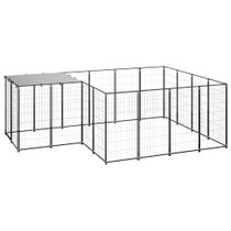 Kavez za pse crni 6,05 m² čelični