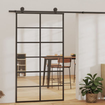 Klizna vrata od stakla ESG i aluminija 102 x 205 cm crna