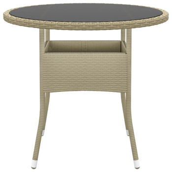 Vrtni stol Ø 80 x 75 cm od kaljenog stakla i poliratana bež 310607