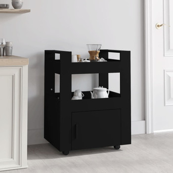 Kuhinjska kolica crna 60 x 45 x 80 cm od konstruiranog drva 816825