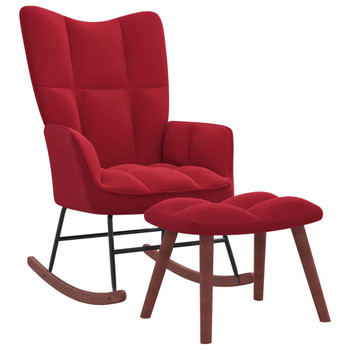 Stolica za ljuljanje s osloncem za noge boja vina baršunasta 328155