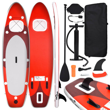Set daske za veslanje stojeći na napuhavanje crveni 360x81x10cm 93390
