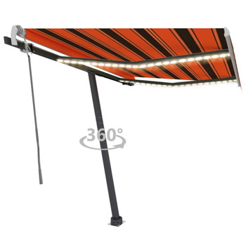 Tenda na ručno uvlačenje LED 300 x 250 cm narančasto-smeđa 3069705