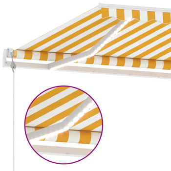 Automatska tenda sa senzorom LED 450 x 300 cm žuto-bijela 3069573