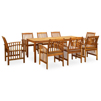 3058091 9 Piece Garden Dining Set with Cushions Solid Acacia Wood (45963+312128+2x312129) 3058091
