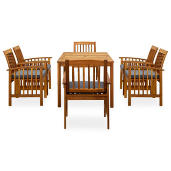 3058089 7 Piece Garden Dining Set with Cushions Solid Acacia Wood (45962+2x312131) 3058089