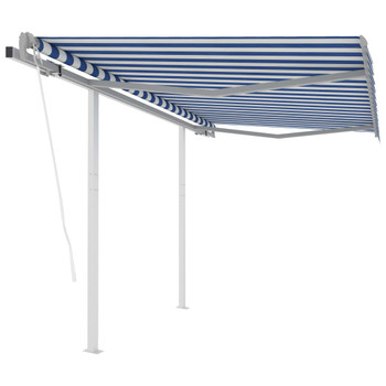 Automatska tenda na uvlačenje sa stupovima 3x2,5 m plavo-bijela 3069906