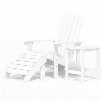 Vrtna stolica Adirondack s osloncem i stolićem HDPE bijela 3095708