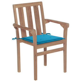 Vrtne stolice s plavim jastucima 2 kom od masivne tikovine 3062212