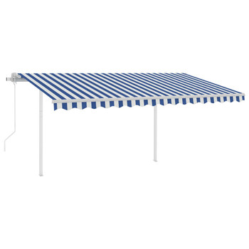 Automatska tenda na uvlačenje sa stupovima 4 x 3 m plavo-bijela 3069946