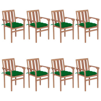Složive vrtne stolice s jastucima 8 kom od masivne tikovine 3073453