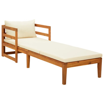 Ležaljka za sunčanje s krem-bijelim jastucima od drva bagrema 316312