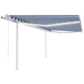 Automatska tenda sa senzorom LED 4,5 x 3 m plavo-bijela 3069971