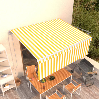 Automatska tenda na uvlačenje s roletom 4 x 3 m žuto-bijela 3069308
