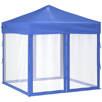 Sklopivi šator za zabave s bočnim zidovima 2 x 2 m plavi 93507