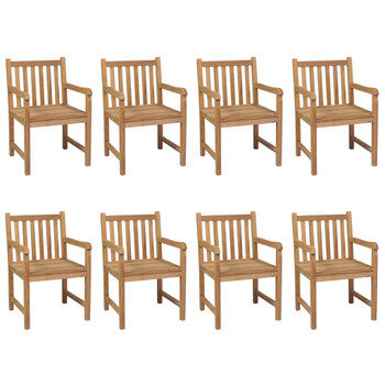 Vrtne stolice s krem bijelim jastucima 8 kom masivna tikovina 3073075