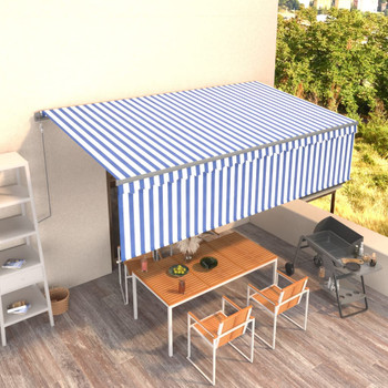 Automatska tenda na uvlačenje s roletom 5 x 3 m plavo-bijela 3069466