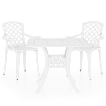 3-dijelni bistro set od lijevanog aluminija bijeli 3070588