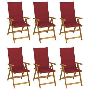 Sklopive vrtne stolice s jastucima 6 kom masivno bagremovo drvo 3064128