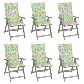 Nagibne vrtne stolice s jastucima 6 kom masivno bagremovo drvo 3065329