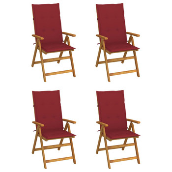 Nagibne vrtne stolice s jastucima 4 kom masivno bagremovo drvo 3065356