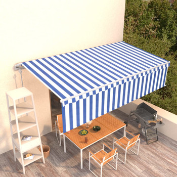 Automatska tenda na uvlačenje s roletom 6 x 3 m plavo-bijela 3069366