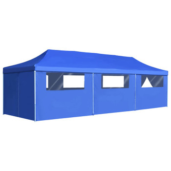Sklopivi šator za zabave s 8 bočnih zidova 3 x 9 m plavi 44979