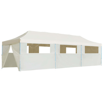 Sklopivi šator za zabave s 8 bočnih zidova 3 x 9 m krem 44976